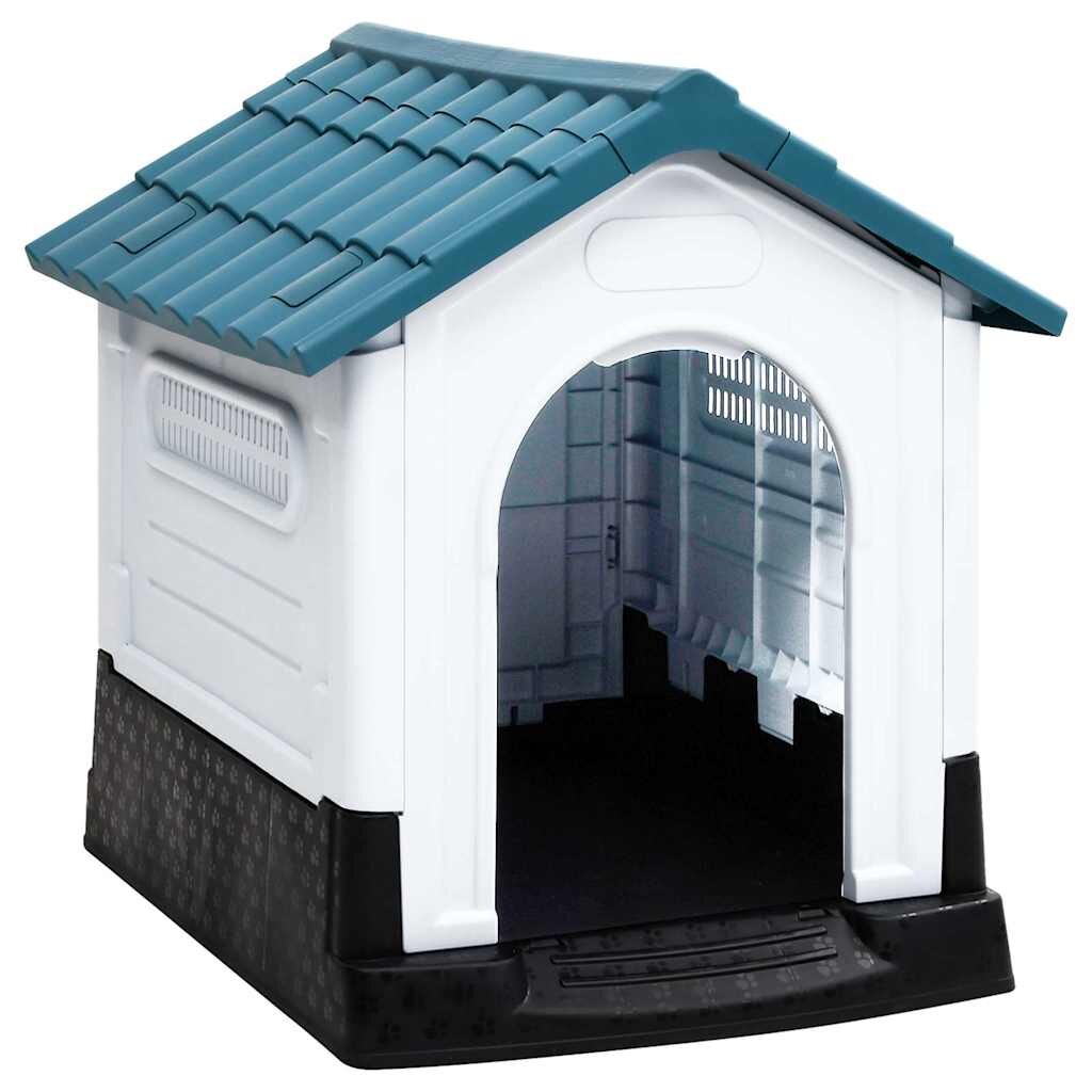 vidaXL Кучешка колиба синя 57x68x66 см полипропилен