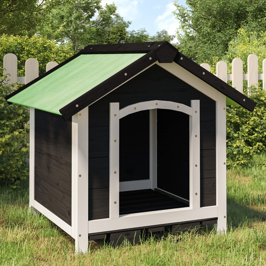 vidaXL Кучешка колиба сива 65x65x615 см бор масив