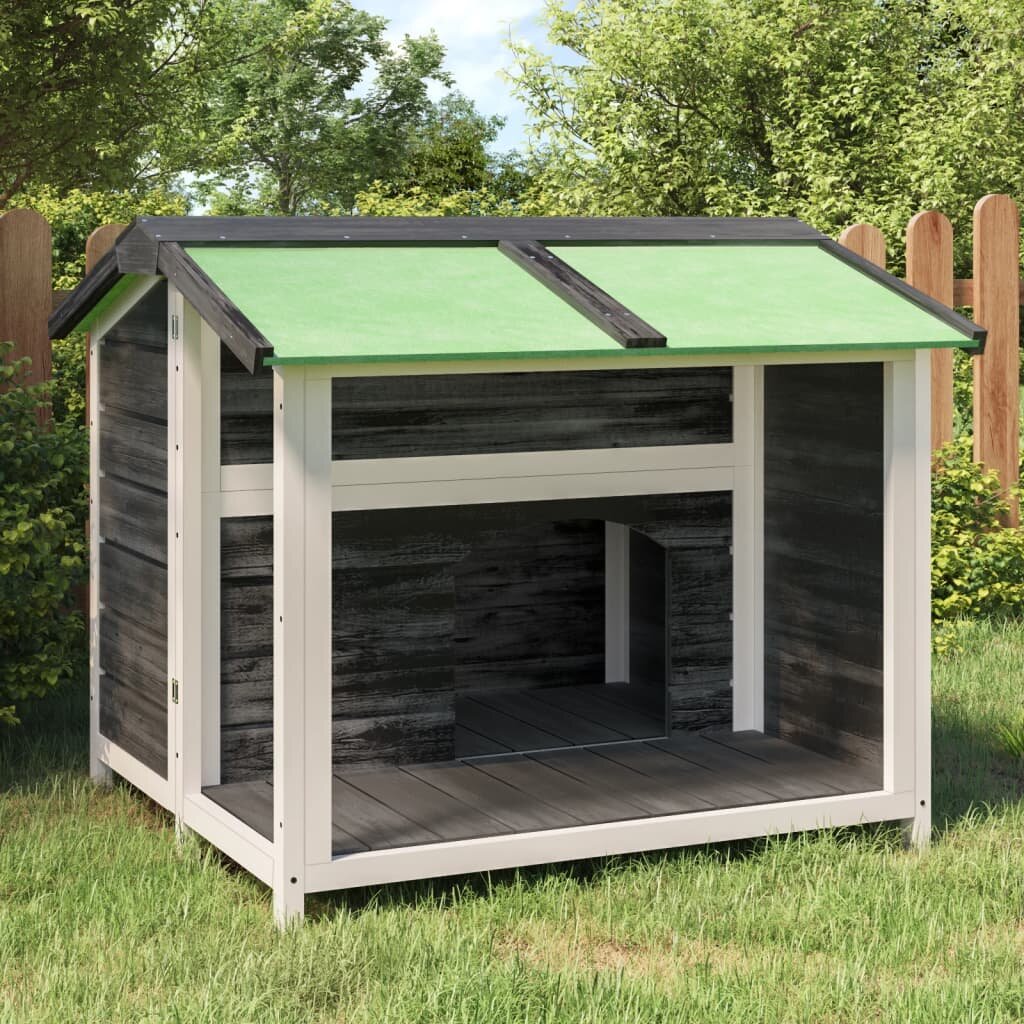 vidaXL Кучешка колиба сива 96x87x805 см бор масив