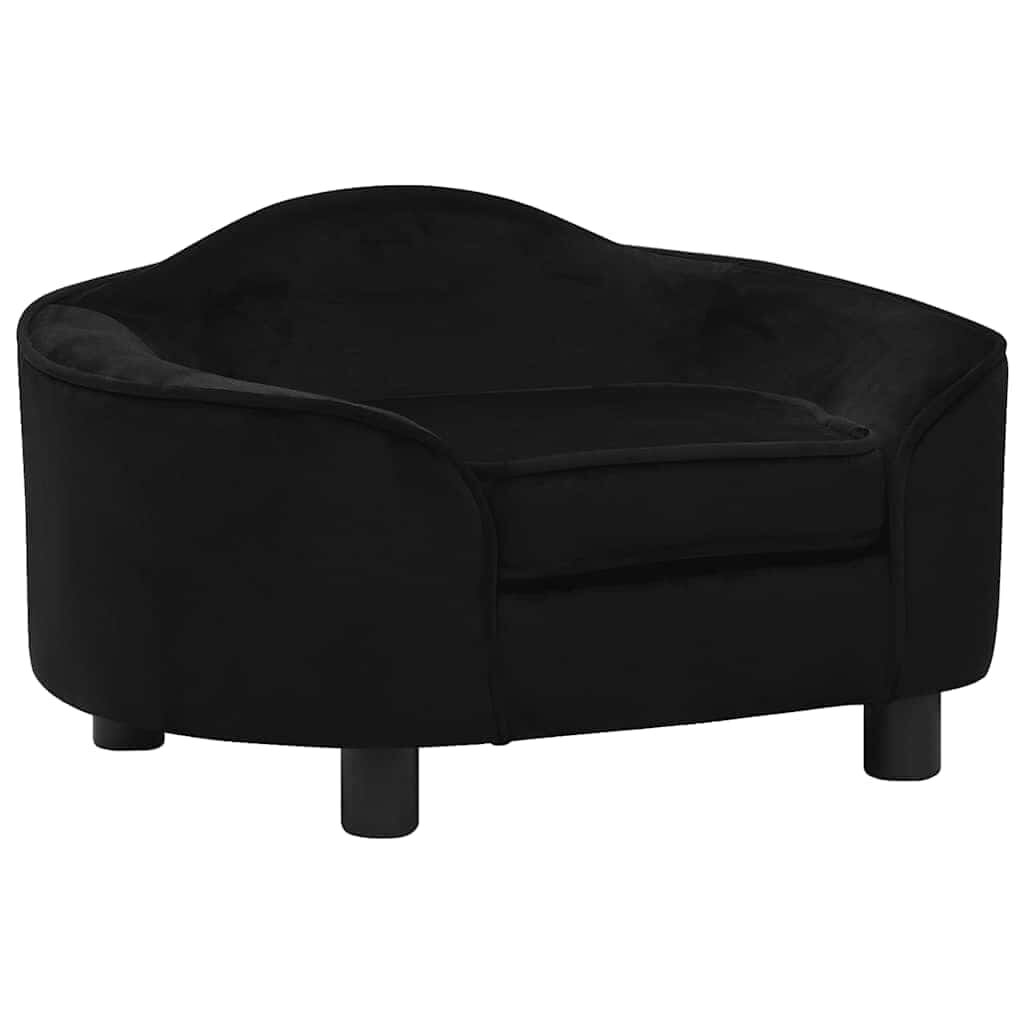 vidaXL Кучешки диван черен 67x47x36 см плюш