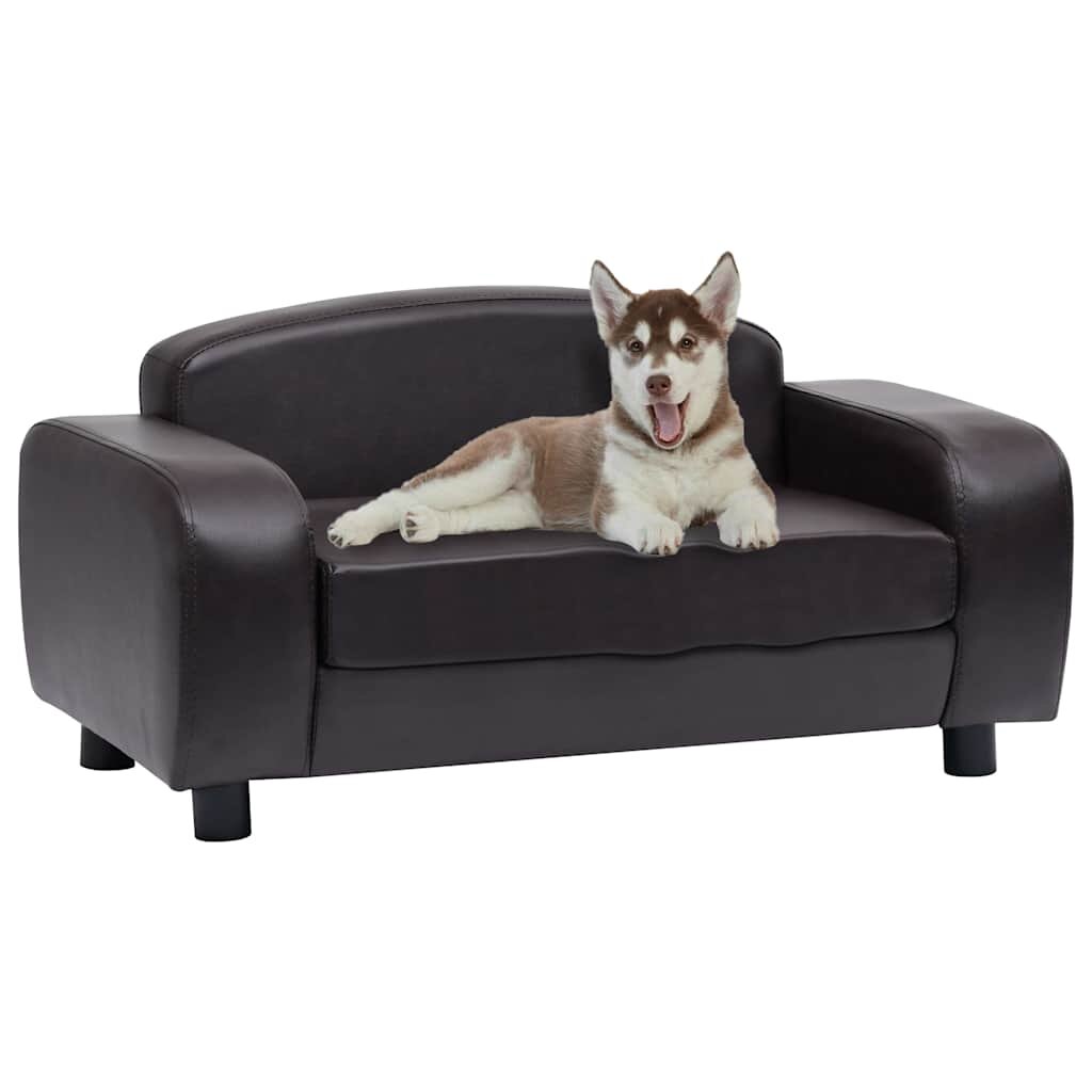vidaXL Кучешки диван кафяв 80x50x40 см изкуствена кожа