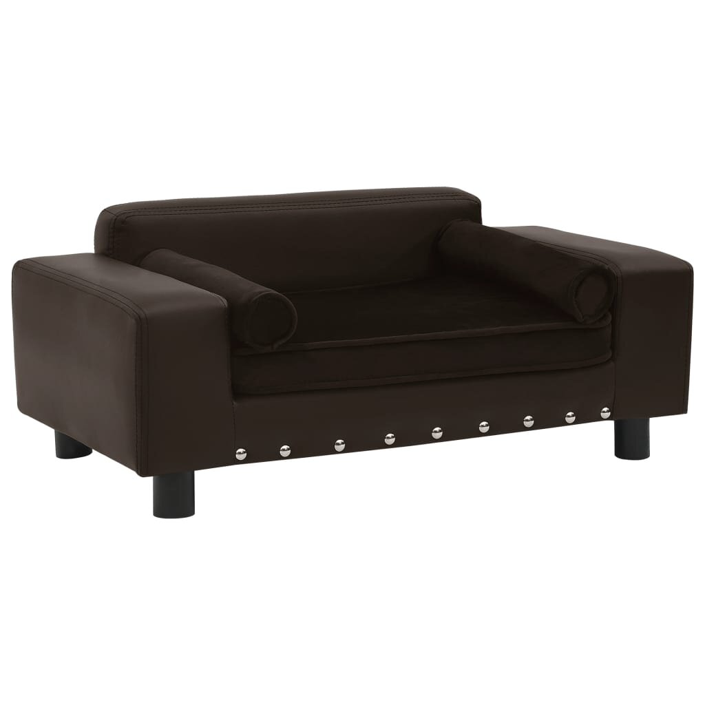 vidaXL Кучешки диван кафяв 81x43x31 см плюш и изкуствена кожа
