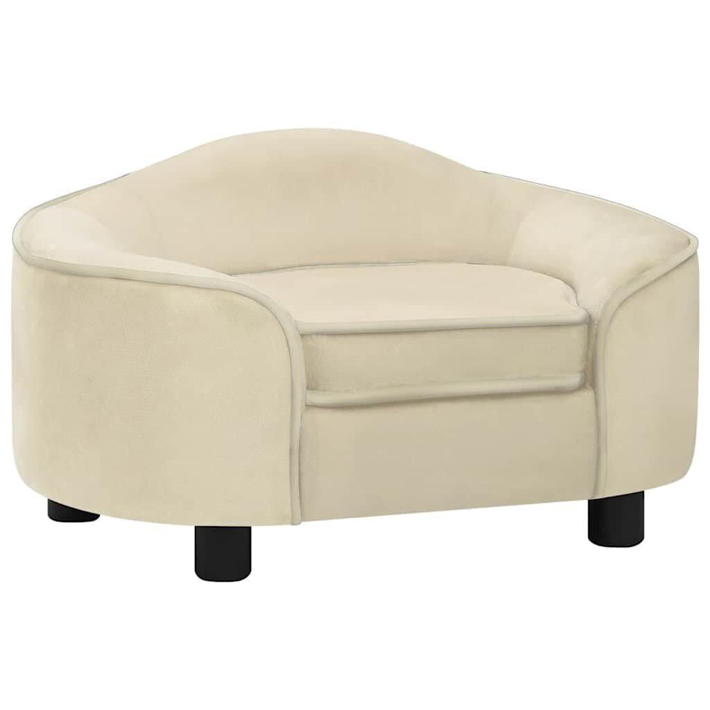 vidaXL Кучешки диван кремав 67x47x36 см плюш