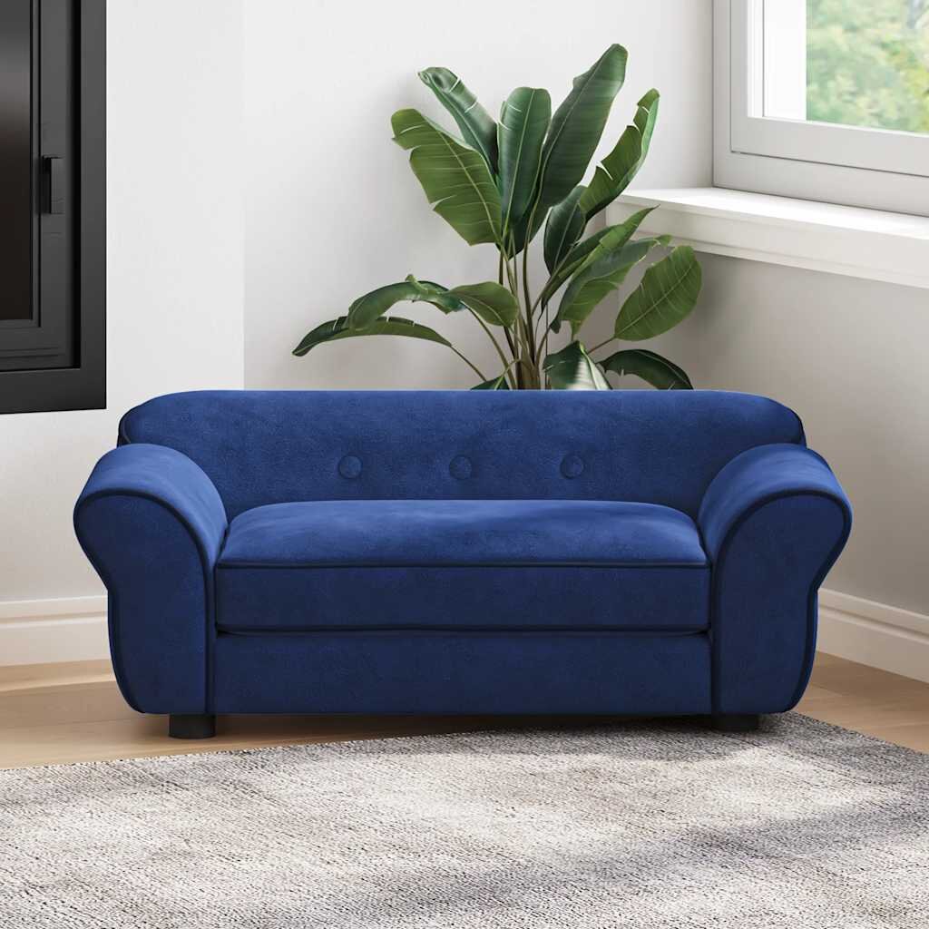 vidaXL Кучешки диван син 72x45x30 см плюш
