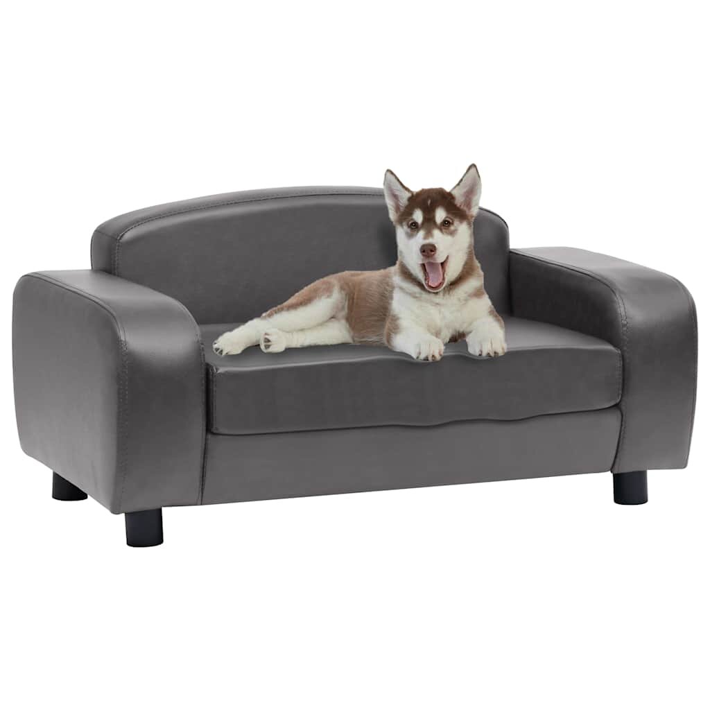 vidaXL Кучешки диван сив 80x50x40 см изкуствена кожа