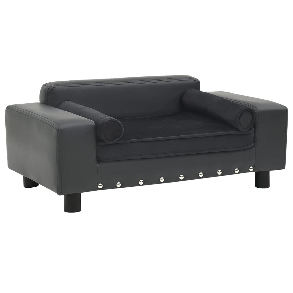 vidaXL Кучешки диван тъмносив 81x43x31 см плюш и изкуствена кожа
