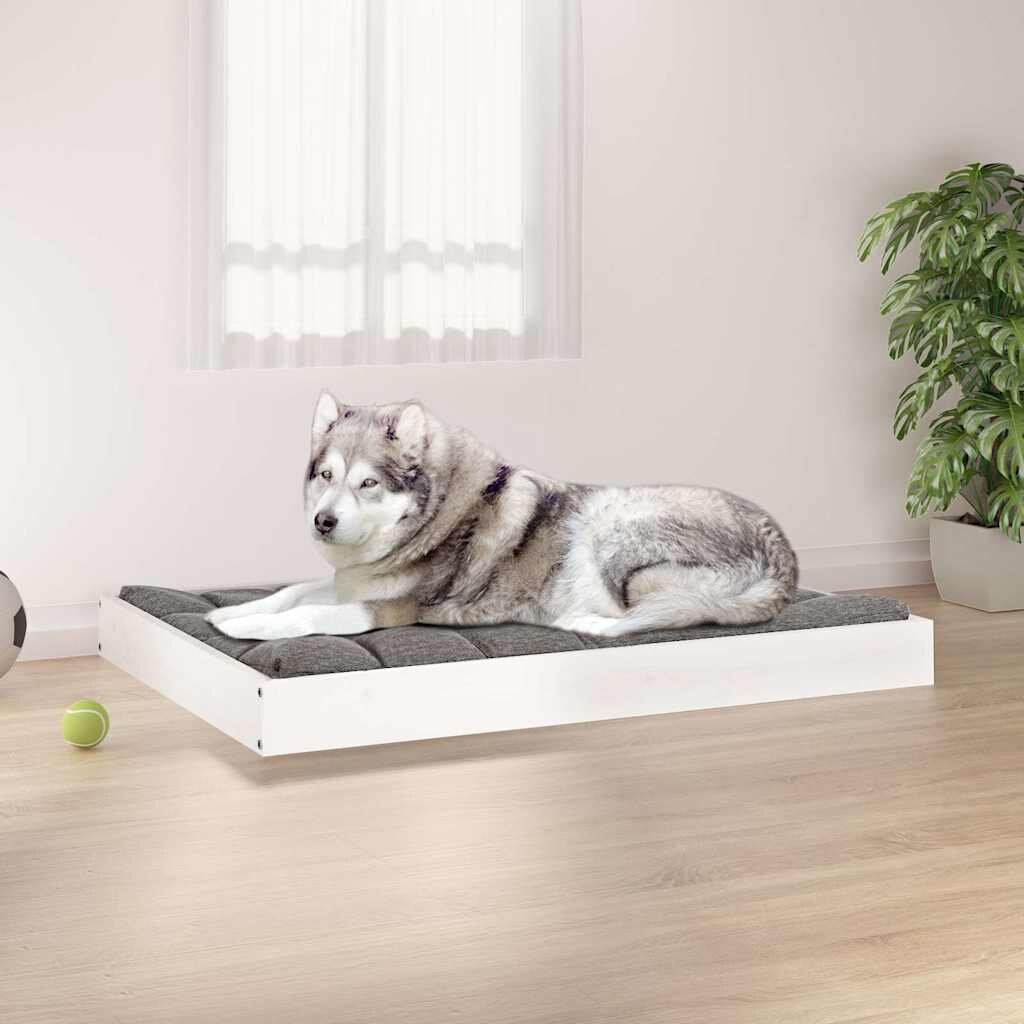 vidaXL Кучешко легло бяло 1015x74x9 см борова дървесина масив