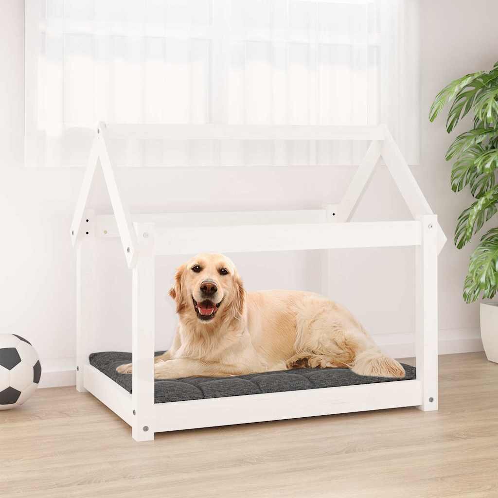 vidaXL Кучешко легло бяло 81x60x70 см борова дървесина масив