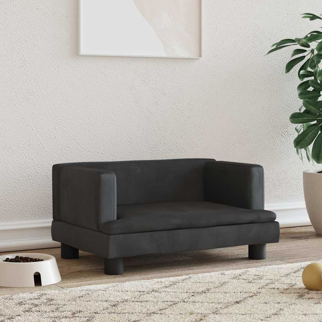 vidaXL Кучешко легло черно 60x40x30 см кадифе
