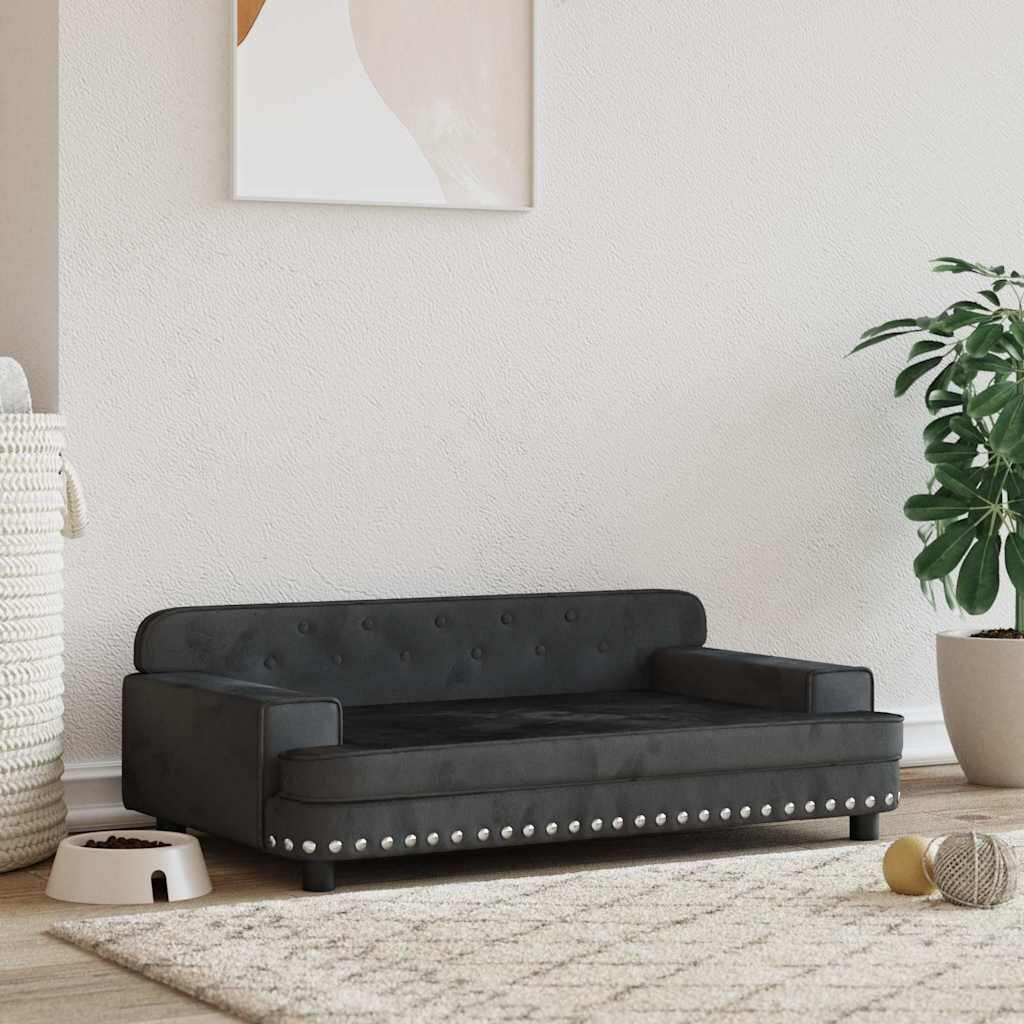 vidaXL Кучешко легло черно 90x53x30 см кадифе