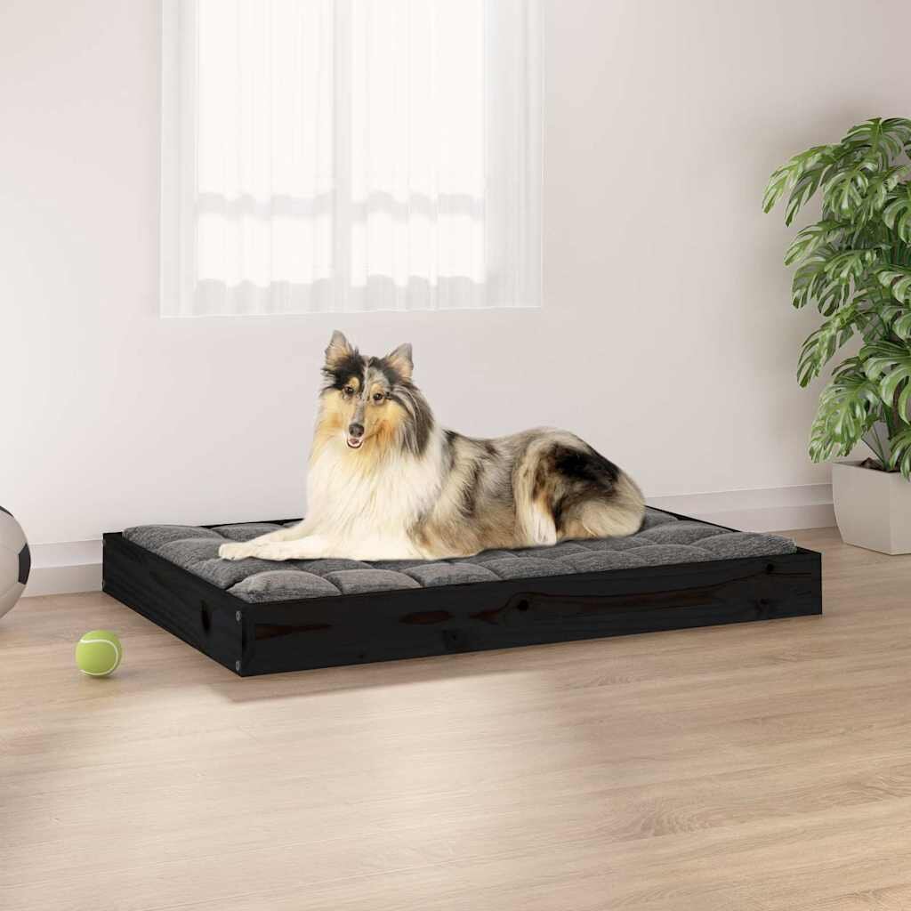 vidaXL Кучешко легло черно 915x64x9 см борова дървесина масив