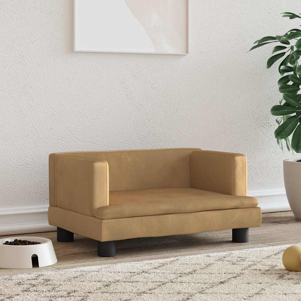 vidaXL Кучешко легло Кафяв 60x40x30 см кадифе