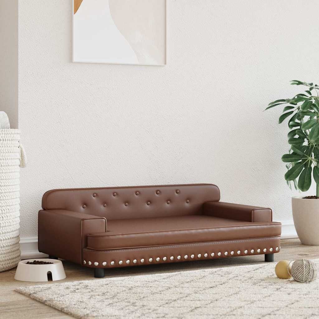 vidaXL Кучешко легло Кафяв 90x53x30 см изкуствена кожа