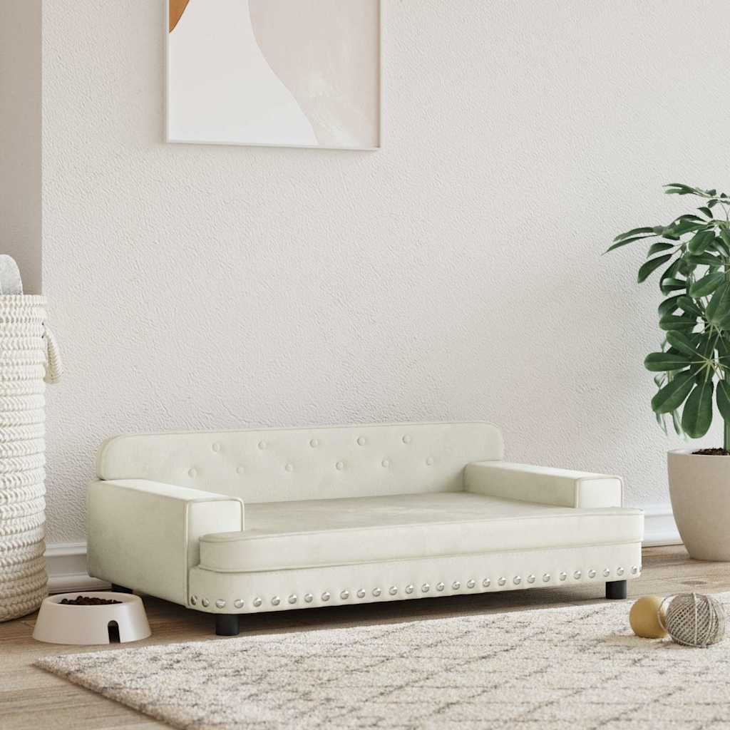 vidaXL Кучешко легло кремава 90x53x30 см кадифе
