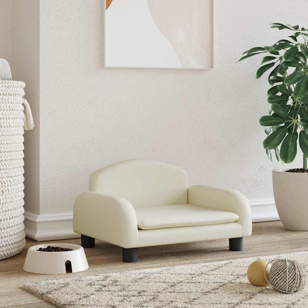 vidaXL Кучешко легло кремаво 50x40x30 см изкуствена кожа