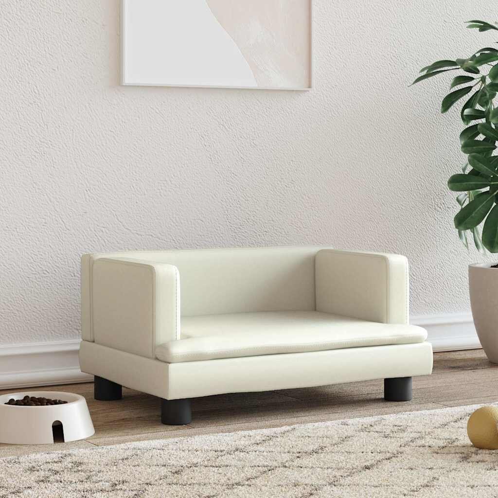 vidaXL Кучешко легло кремаво 60x40x30 см изкуствена кожа