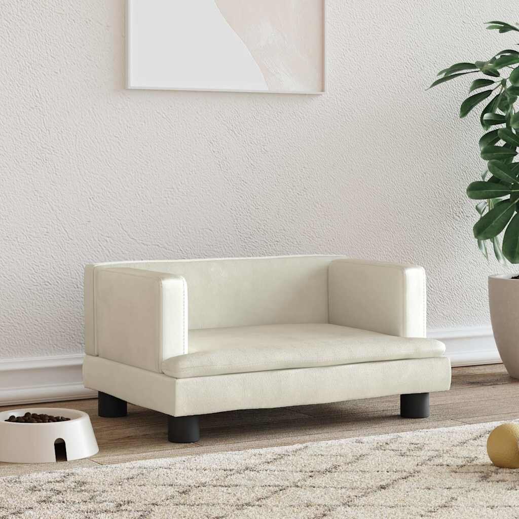 vidaXL Кучешко легло кремаво 60x40x30 см кадифе