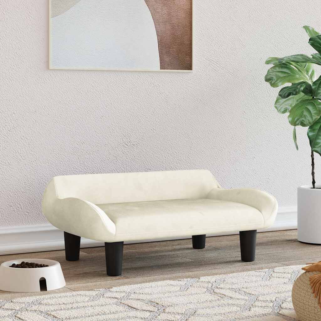 vidaXL Кучешко легло кремаво 70x40x24 см кадифе