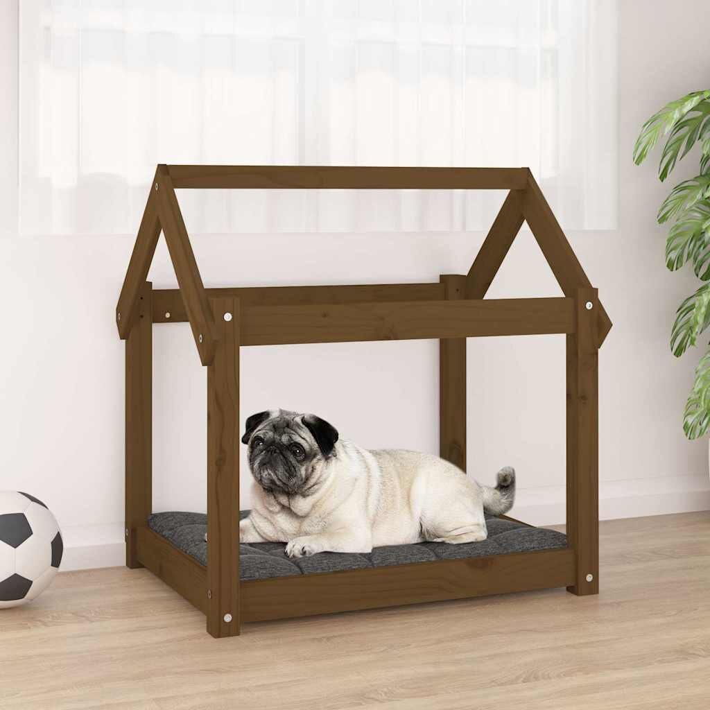 vidaXL Кучешко легло меденокафяво 71x55x70 см бор масив