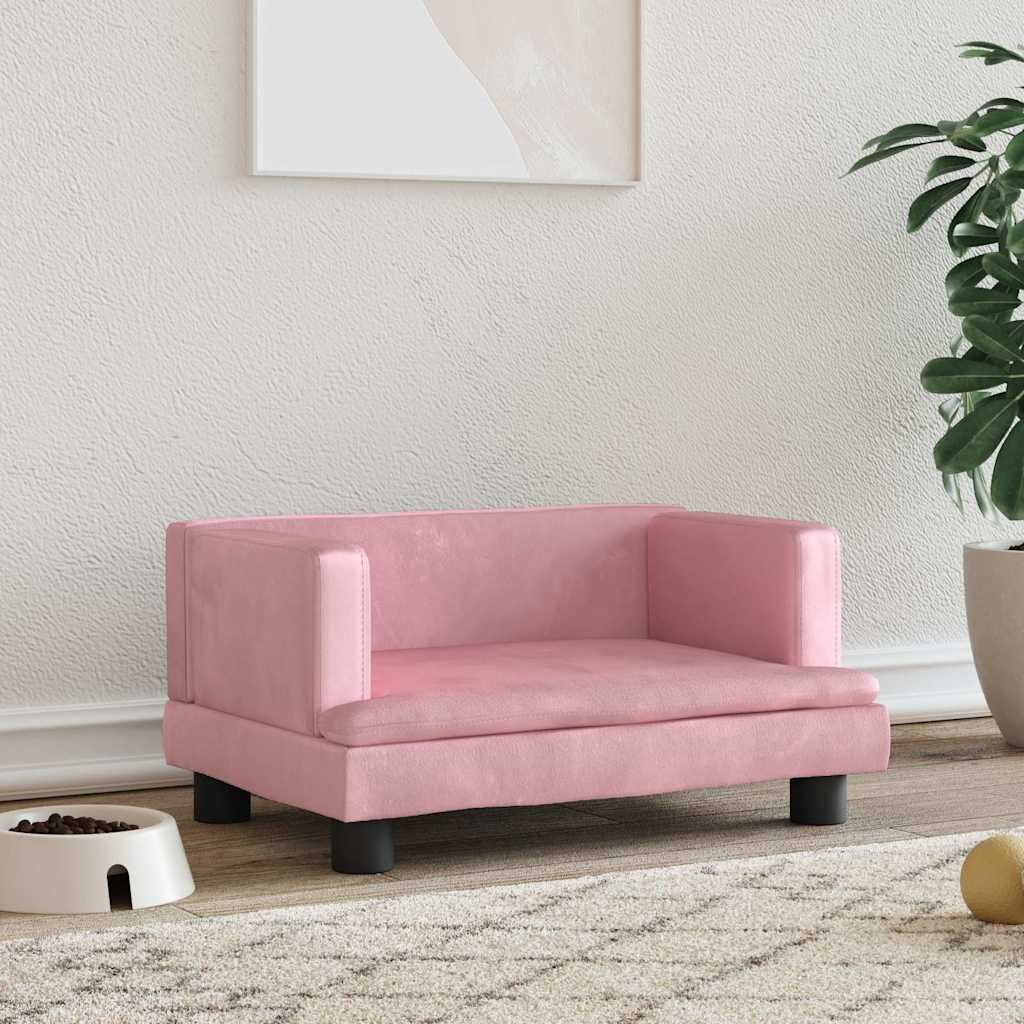 vidaXL Кучешко легло розово 60x40x30 см кадифе