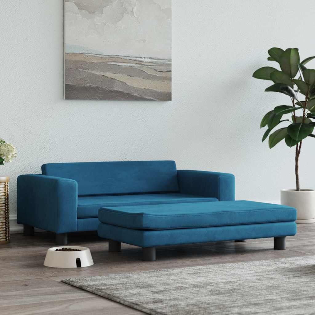 vidaXL Кучешко легло с разширение синьо 100x50x30 см кадифе