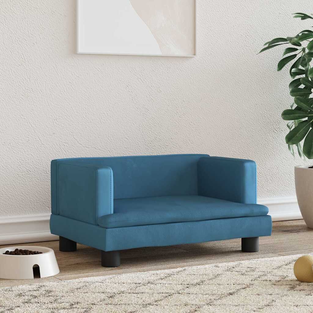 vidaXL Кучешко легло синьо 60x40x30 см кадифе