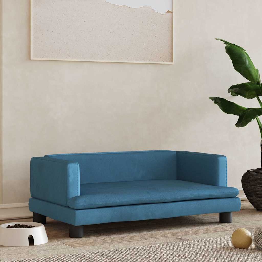 vidaXL Кучешко легло синьо 80x45x30 см кадифе