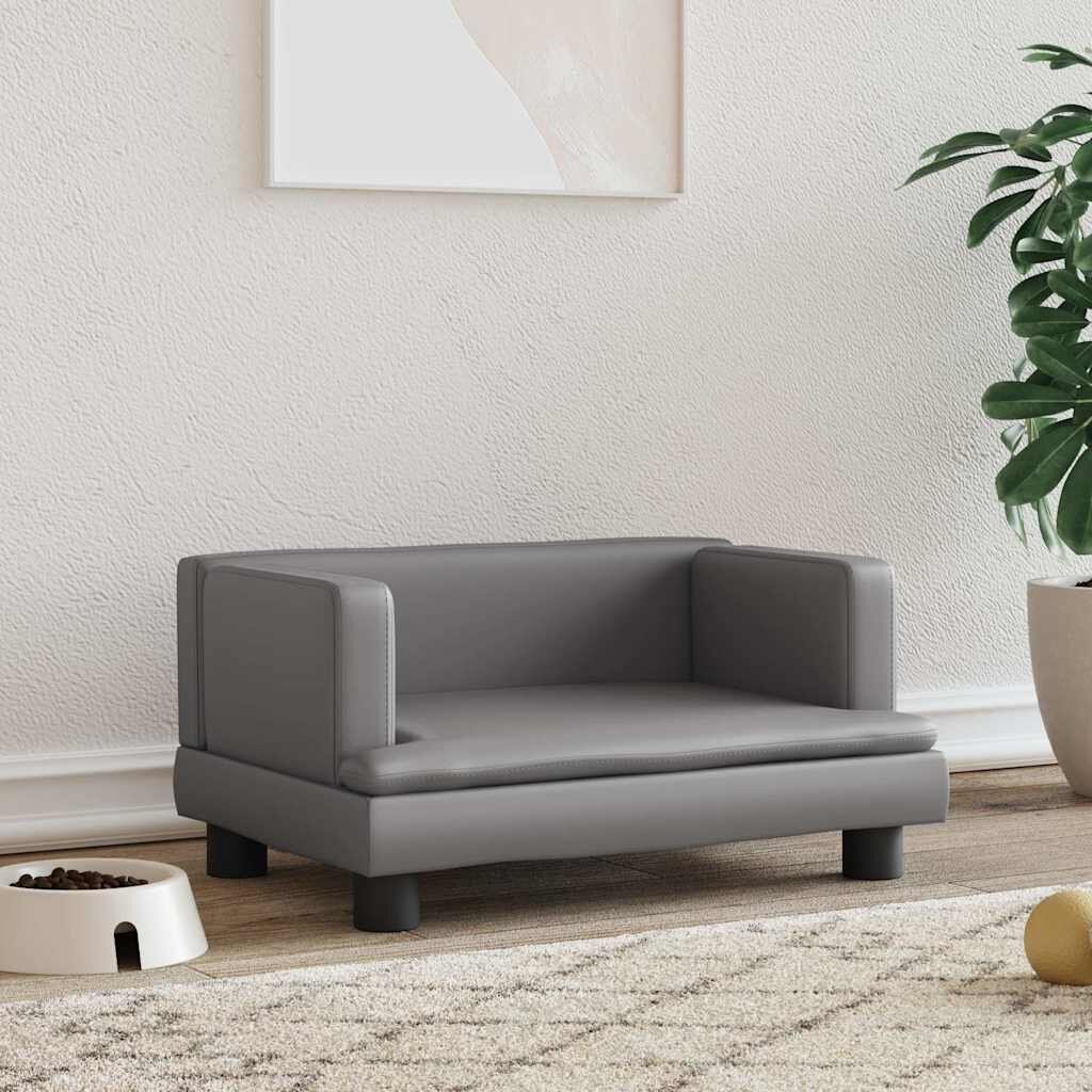 vidaXL Кучешко легло сиво 60x40x30 см изкуствена кожа