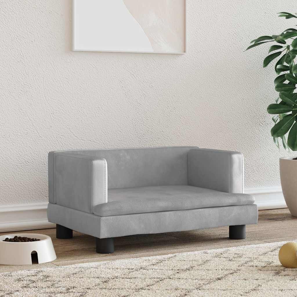 vidaXL Кучешко легло светлосиво 60x40x30 см кадифе