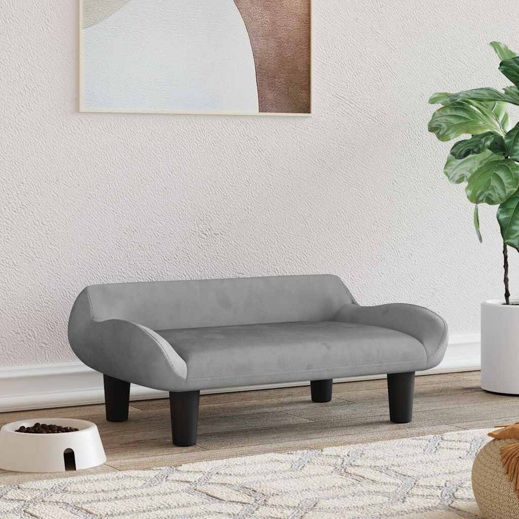vidaXL Кучешко легло светлосиво 70x40x24 см кадифе