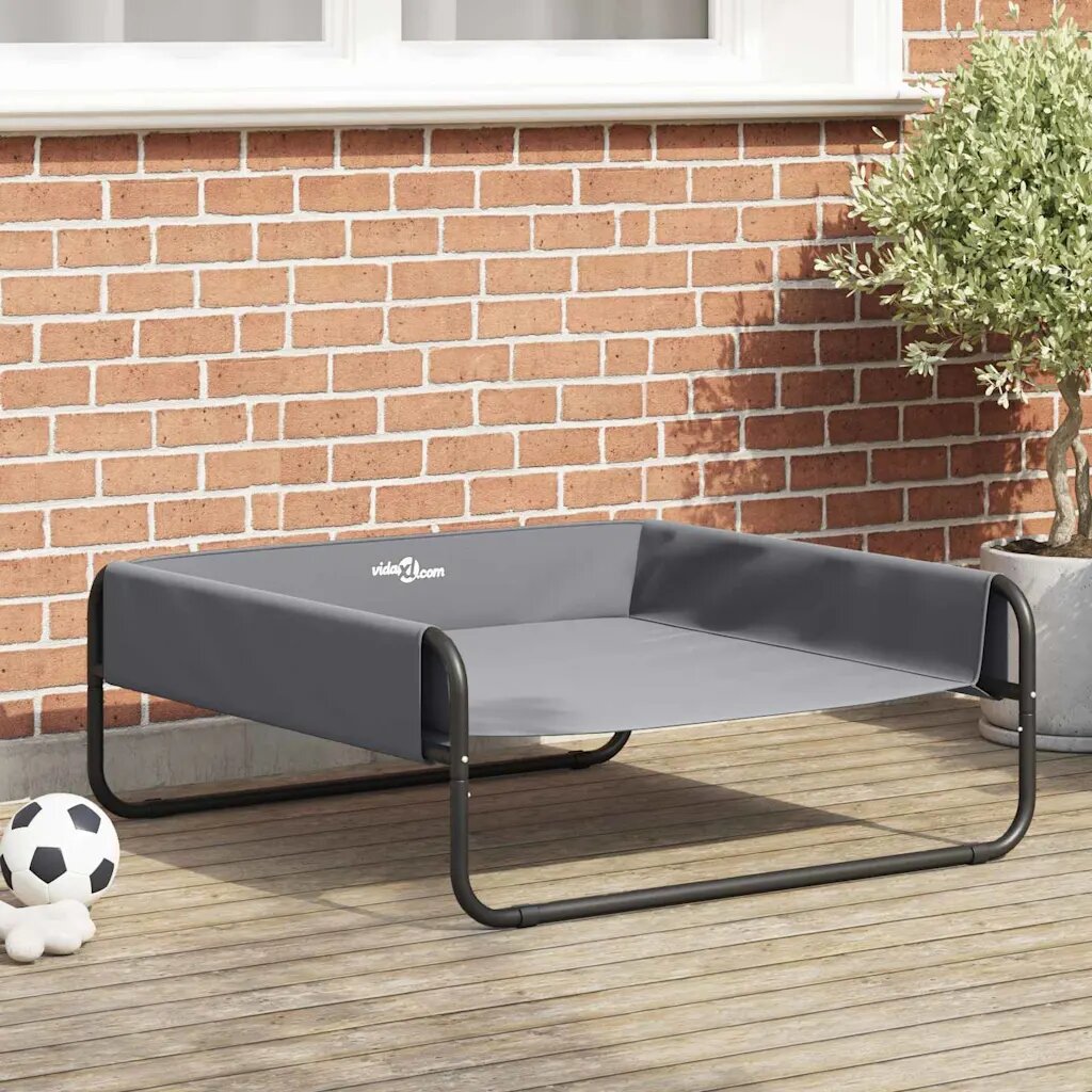 vidaXL Кучешко легло Светлосиво 85 x 85 x 33 см Стомана