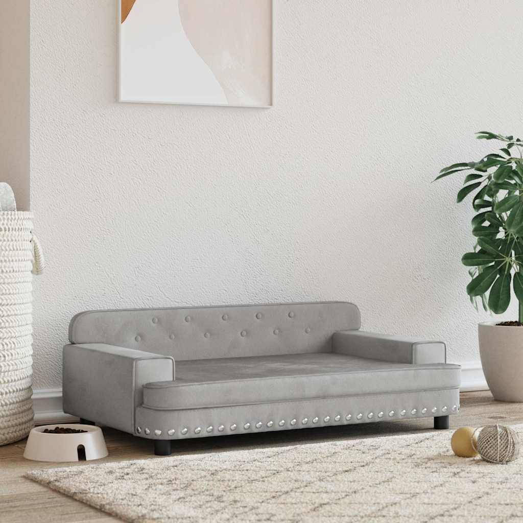 vidaXL Кучешко легло светлосиво 90x53x30 см кадифе