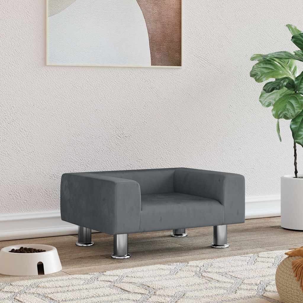 vidaXL Кучешко легло тъмносиво 50x40x265 см кадифе