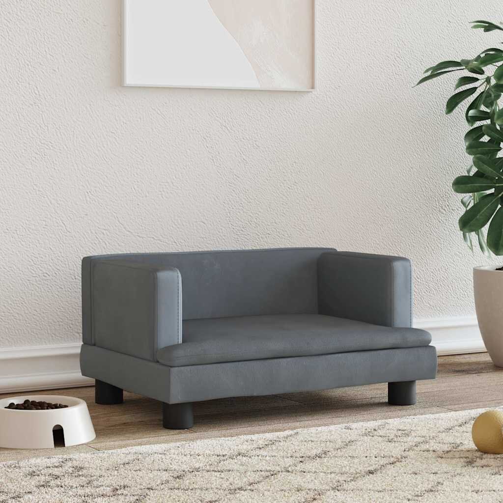 vidaXL Кучешко легло тъмносиво 60x40x30 см кадифе