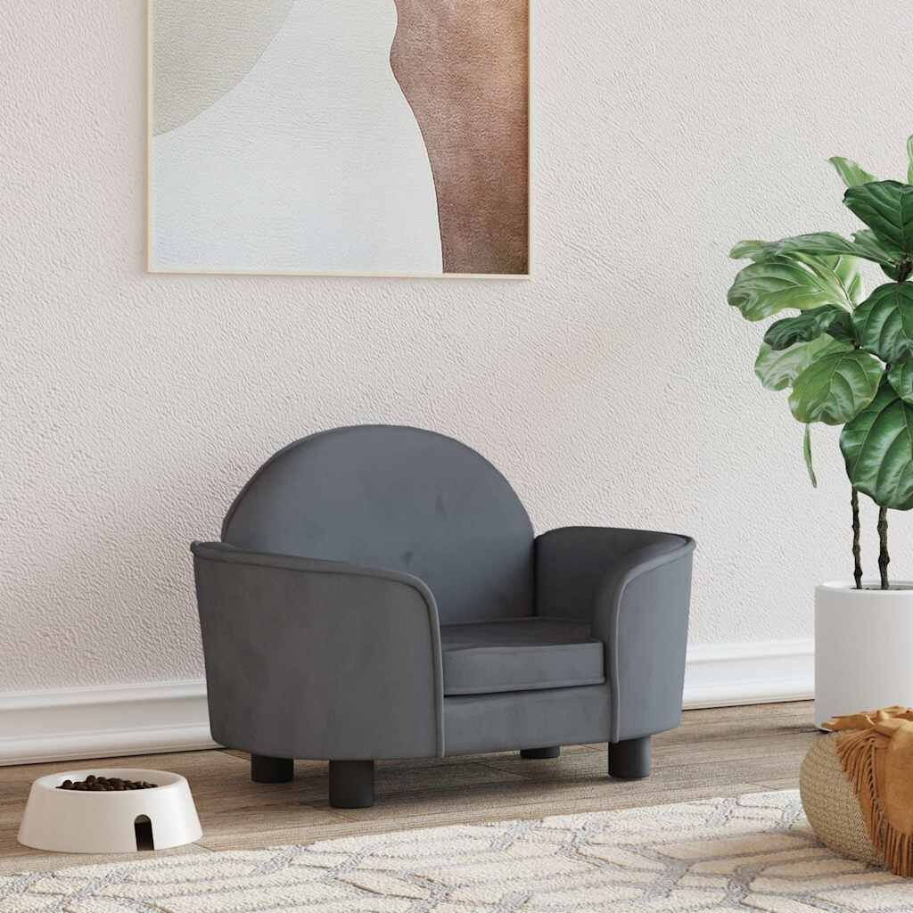 vidaXL Кучешко легло тъмносиво 66x40x45 см кадифе