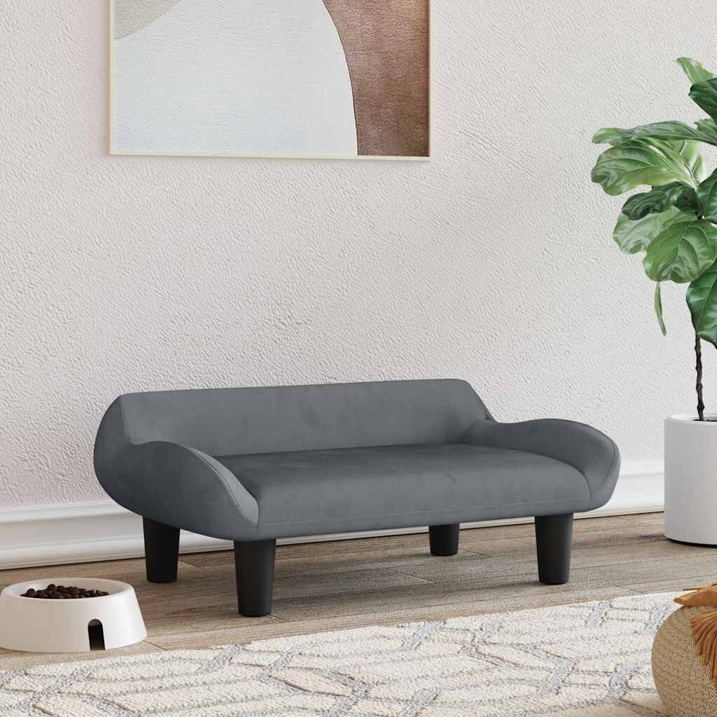 vidaXL Кучешко легло тъмносиво 70x40x24 см кадифе