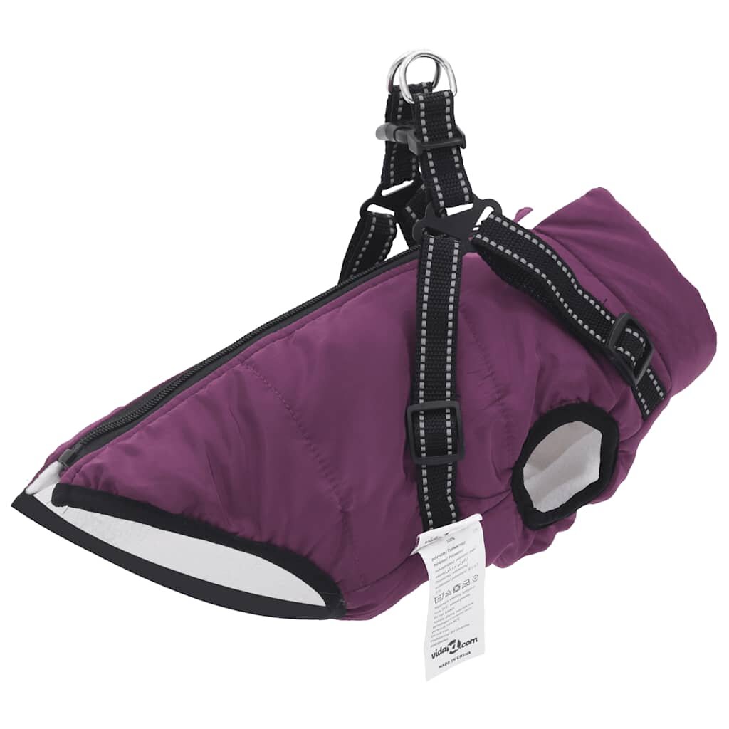 vidaXL Кучешко палто ремък Водоустойчиво светлоотразително лилаво L24