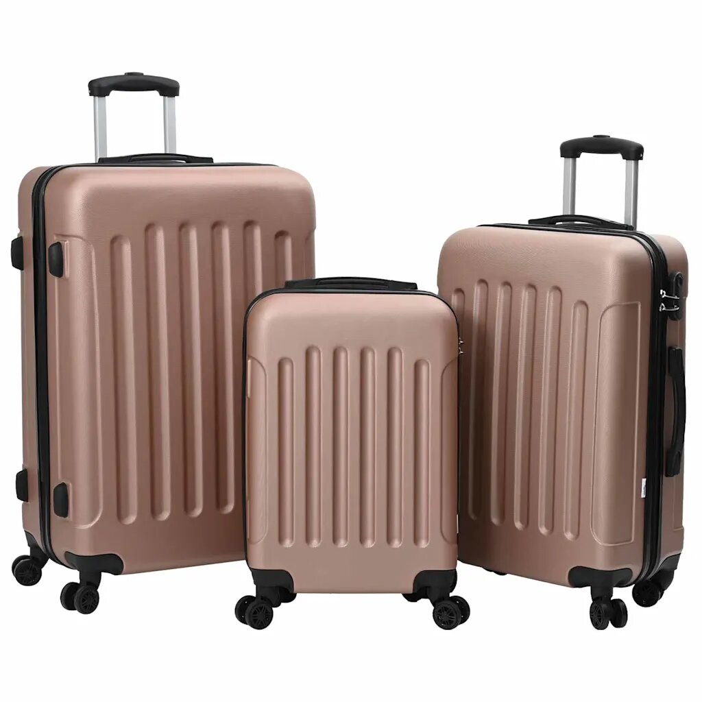 vidaXL Куфар 3 бр. Розово злато 50 x 31 x 78 см ABS пластмаса