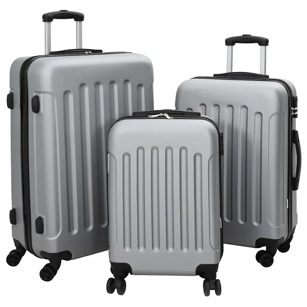 vidaXL Куфар 3 бр. Сребристо 50 x 31 x 78 см ABS пластмаса