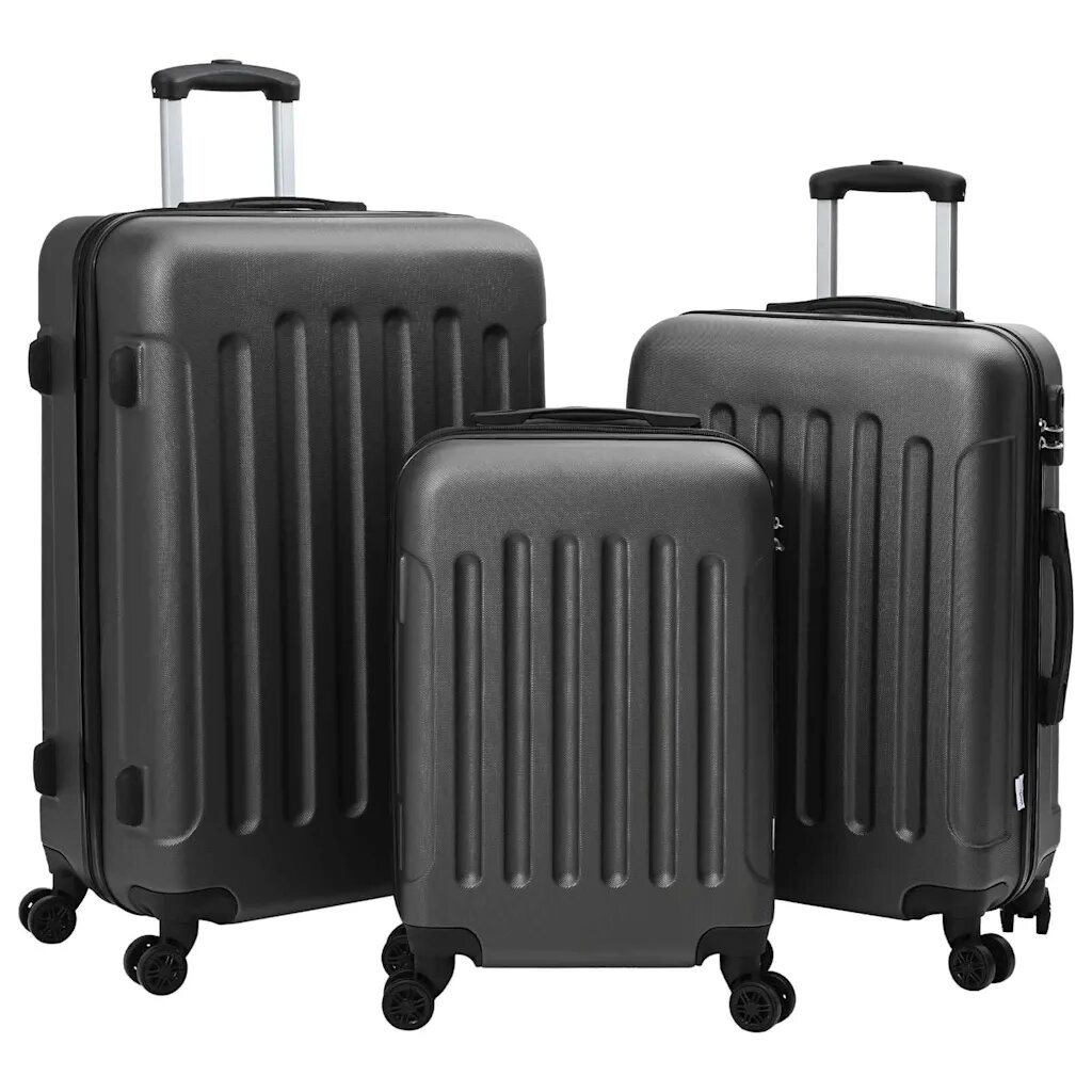 vidaXL Куфар 3 бр. Тъмносиво 50 x 31 x 78 см ABS пластмаса