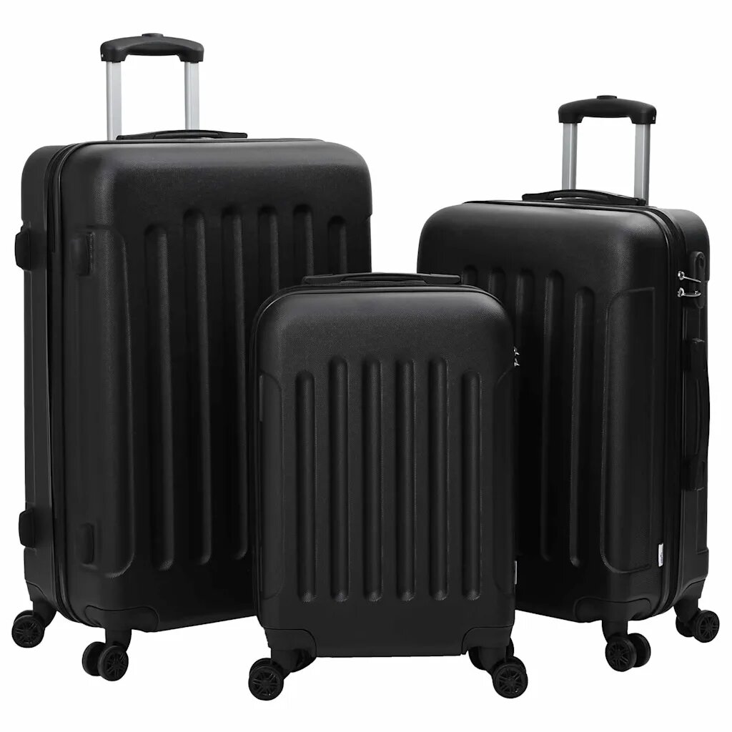 vidaXL Куфар с заключване 3 бр. Черно 50 x 31 x 78 см ABS пластмаса