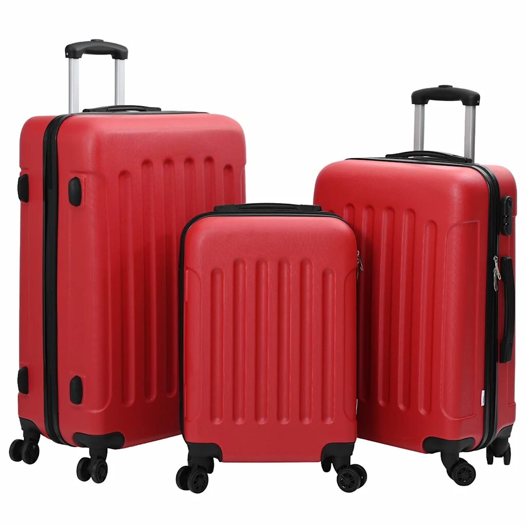 vidaXL Куфар с заключване 3 бр. Червено 50 x 31 x 78 см ABS пластмаса