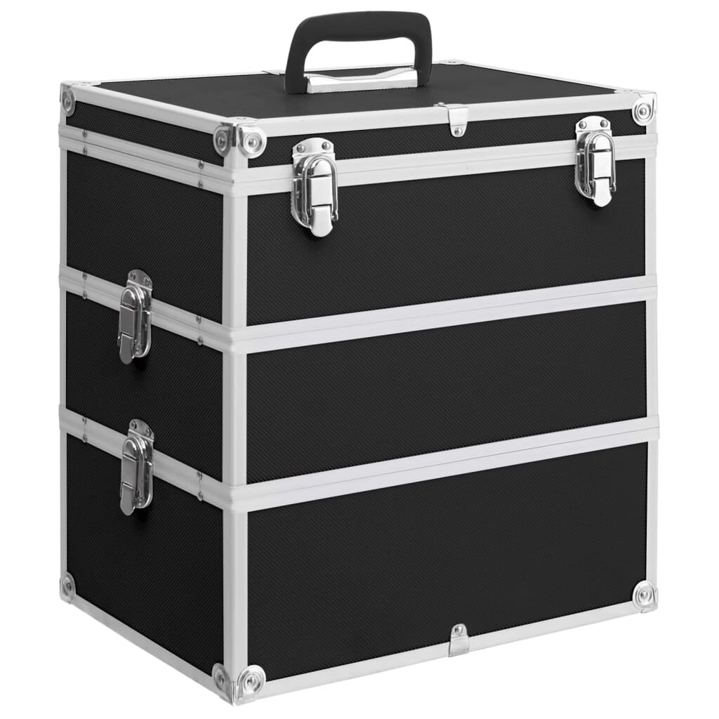 vidaXL Куфар за гримове 37x24x40 см черен алуминий