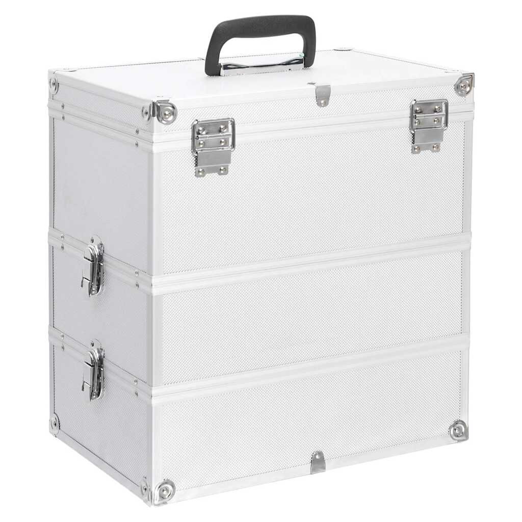 vidaXL Куфар за гримове 37x24x40 см сребрист алуминий