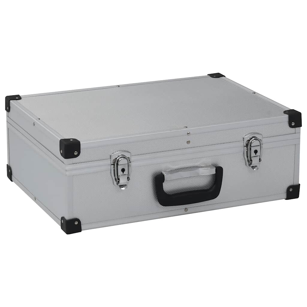 vidaXL Куфар за инструменти 46x33x16 см сребрист алуминий