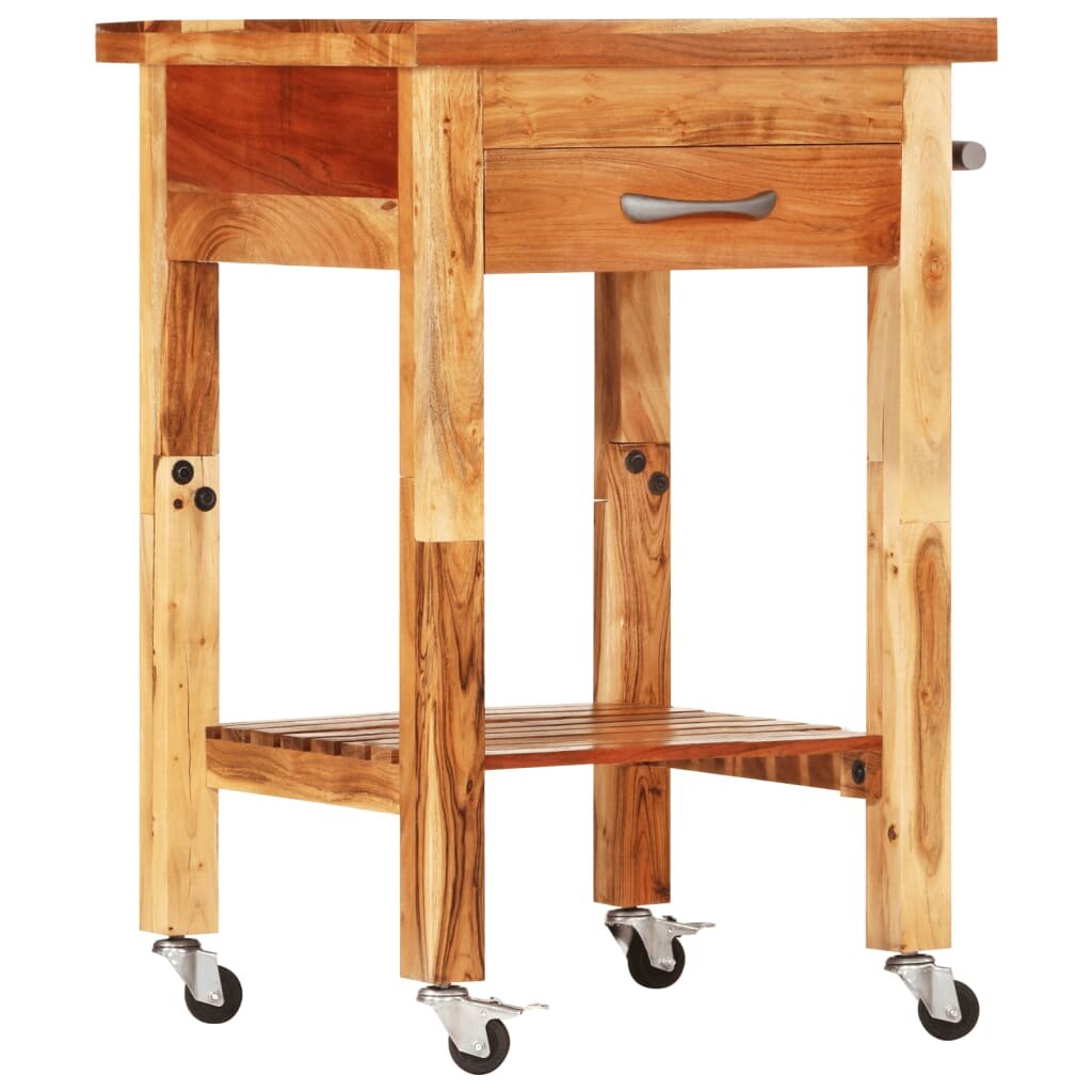 vidaXL Кухненска количка 55x55x89 см масивна акация