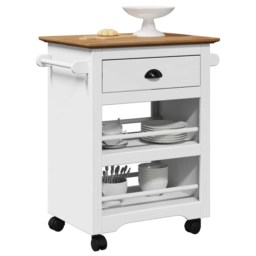 vidaXL Кухненска количка BODO бяла и кафява 675x45x80 см