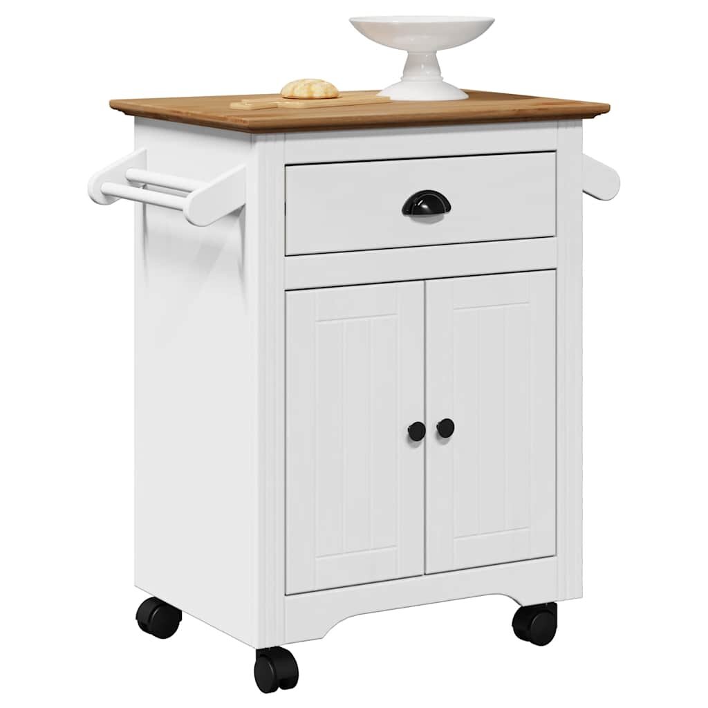 vidaXL Кухненска количка BODO бяла и кафява 72x45x80 см