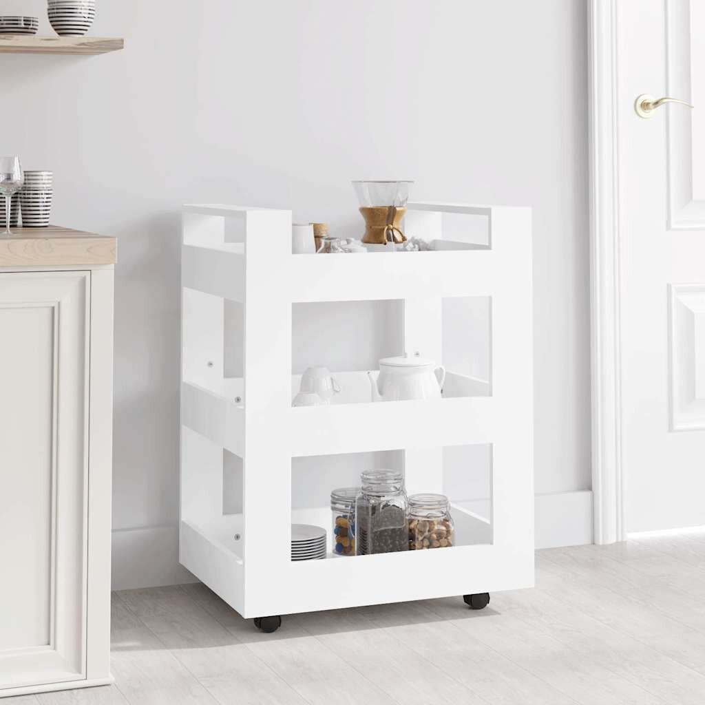 vidaXL Кухненска количка бяла 60x45x80 см инженерно дърво