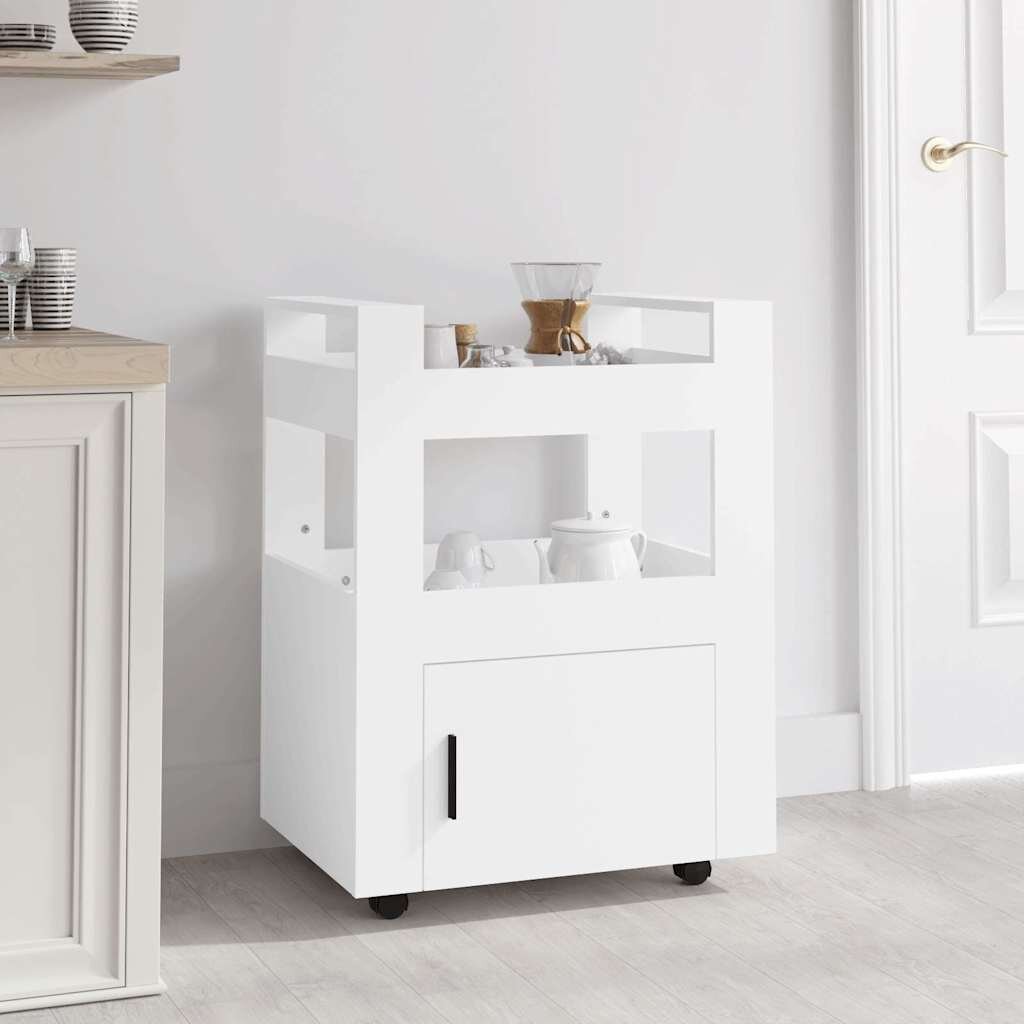 vidaXL Кухненска количка бяла 60x45x80 см инженерно дърво